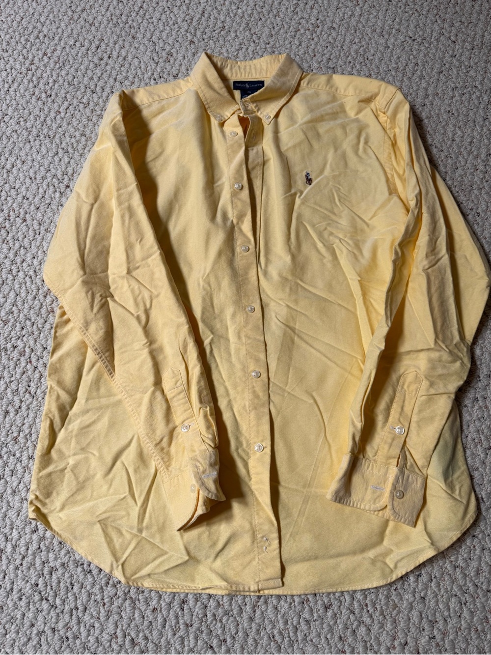 Polo by Ralph Lauren Men’s Pale Yellow Button-Down Oxford Shirt